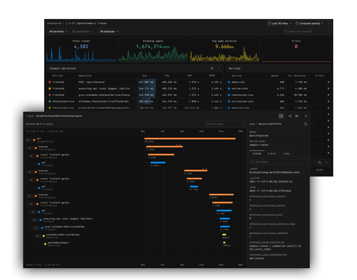 Detailed interface preview of Optimize performance with end-to-end visibility showing key features and layout