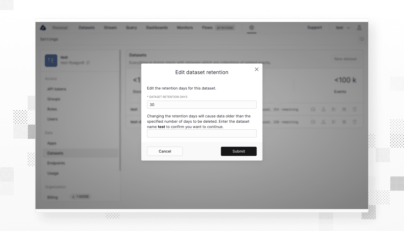 Custom data retention period
