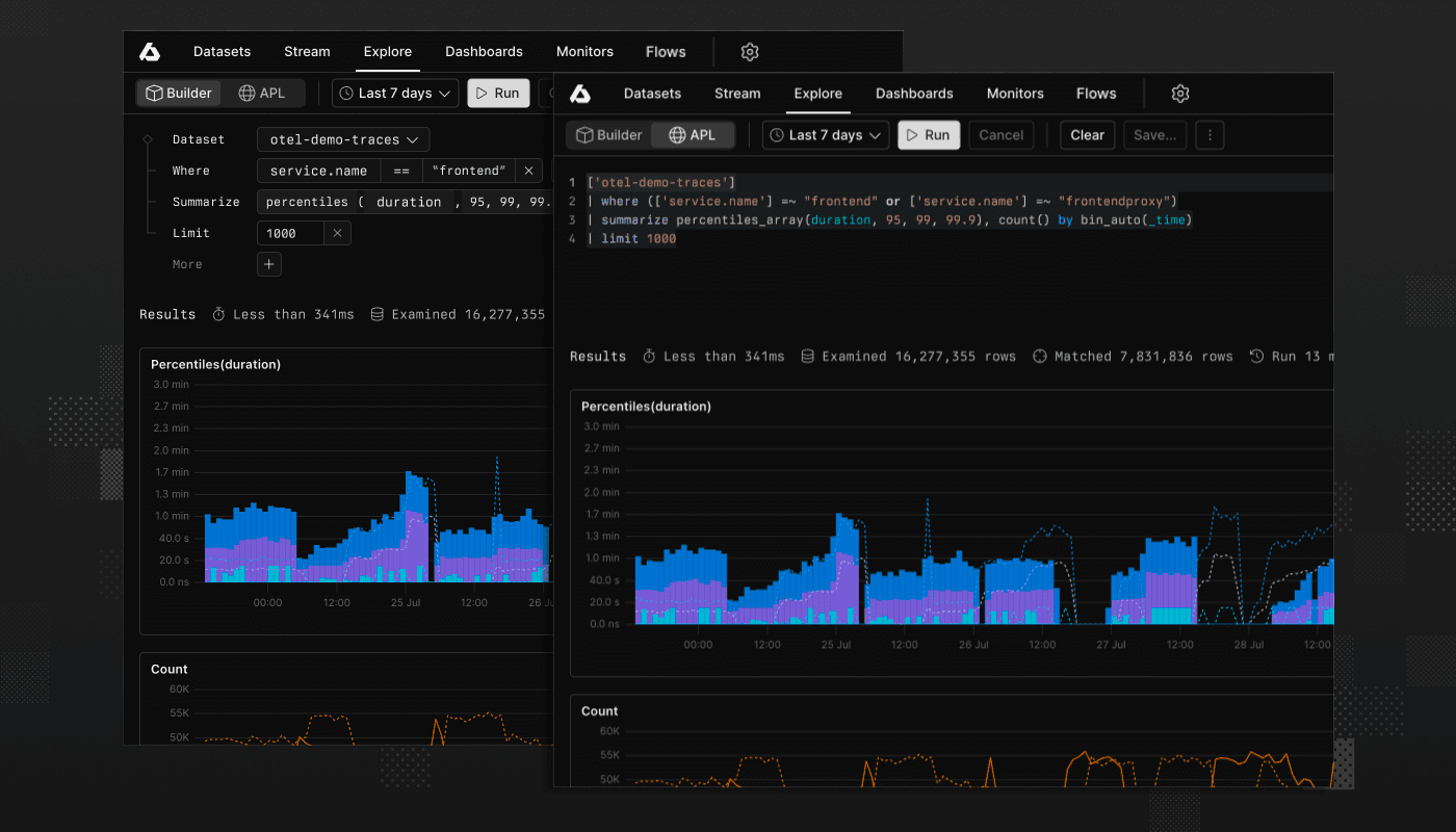 Unified query builder experience in the Explore tab