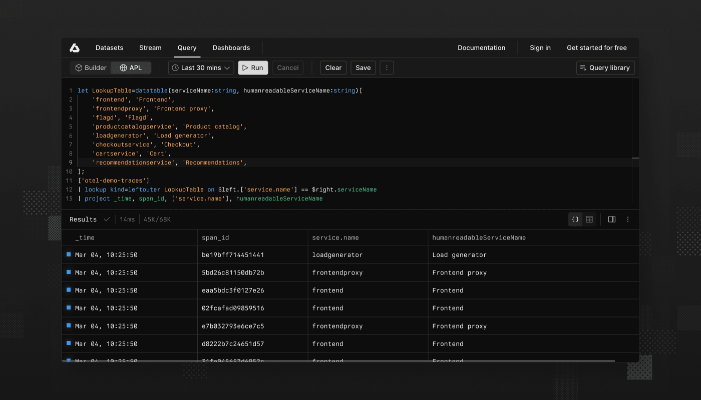 Lookup operator
