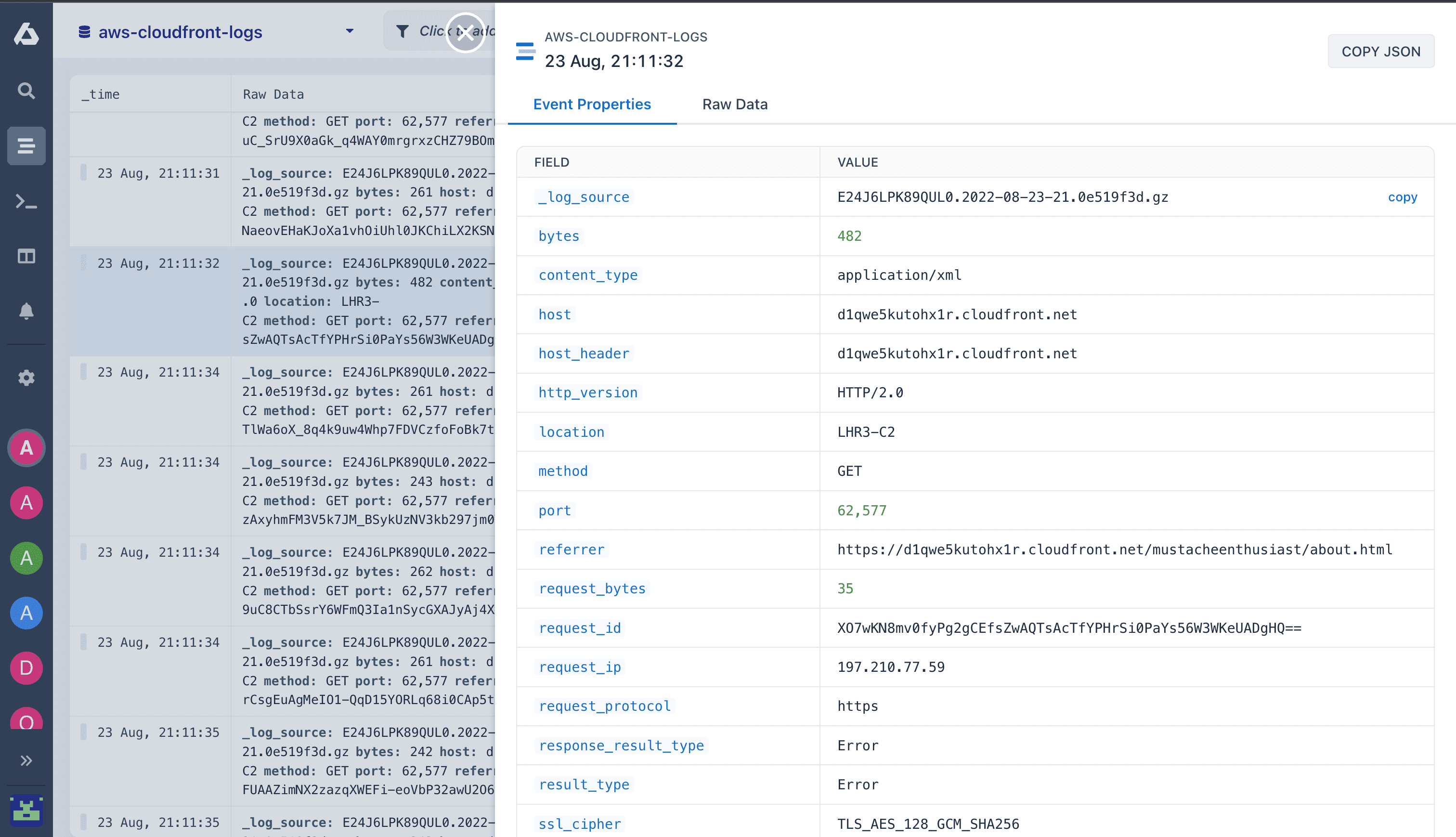stream cloudfront logs