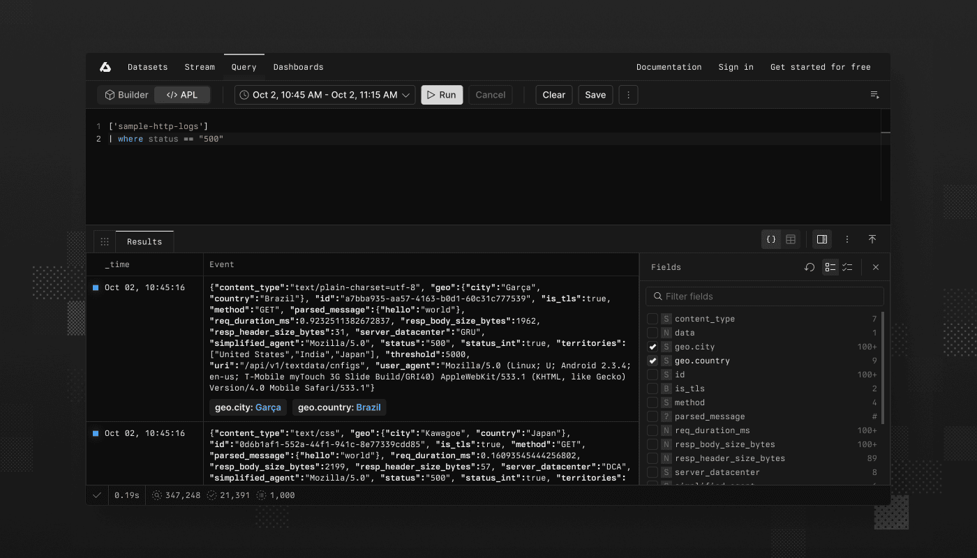 Query improvements and trace enhancements